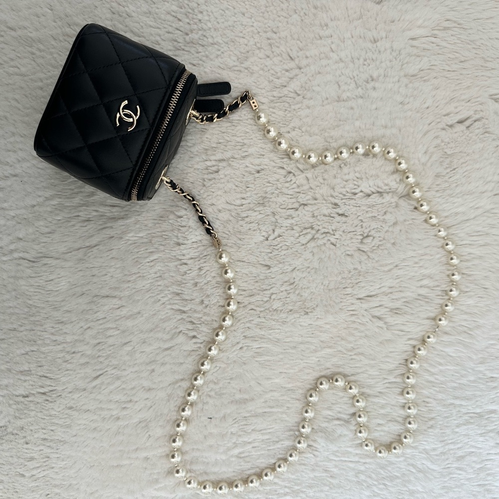 Chanel Black Mini Bag with Pearl Chain